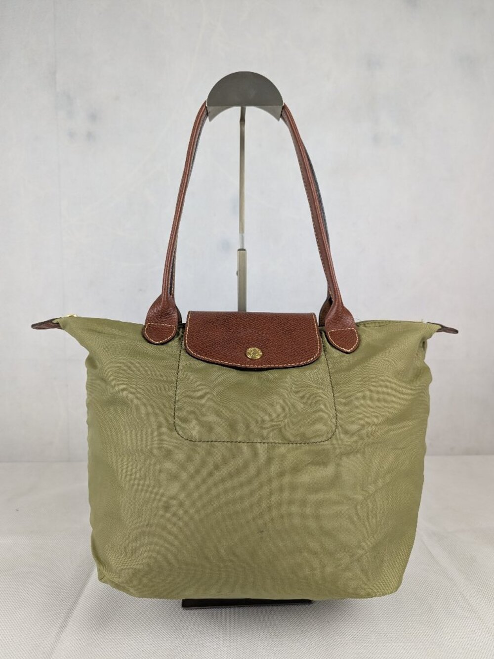 Share Longchamp Le Pliage Foldable Tote Bag Green Nylon Leather - Preowned Nice